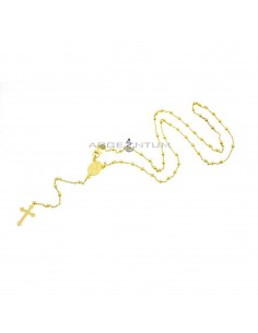 Collana rosario a Y placcata oro giallo con sfera liscia da 2,5 mm in argento 925 (45 cm)