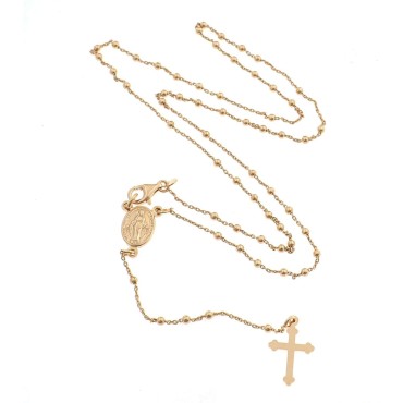 Rose gold plated Y rosary necklace with 2.5 mm smooth sphere in 925 silver (45 cm)