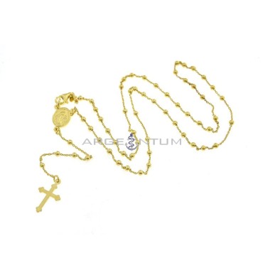 Yellow gold plated Y rosary necklace with 3 mm smooth sphere in 925 silver (45 cm)