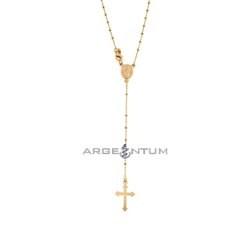 Rose Gold Plated Y Rosary Necklace with 1.8mm Smooth Washer in 925 Silver (50cm)