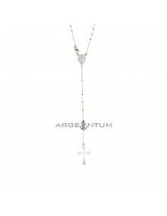 Collana rosario a Y placcata oro bianco con rondella liscia da 1,8 mm in argento 925 (50 cm)