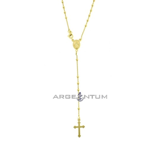 Collana rosario a Y placcata oro giallo con sfera faccettata da 2,5 mm in argento 925 (50 cm)