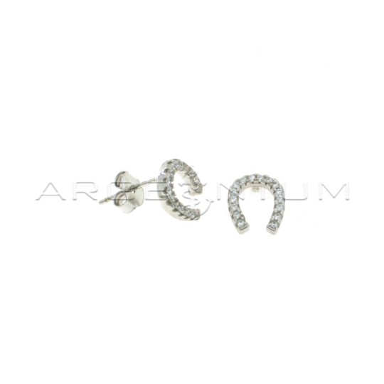 White gold plated white gold plated horseshoe lobe earrings in 925 silver