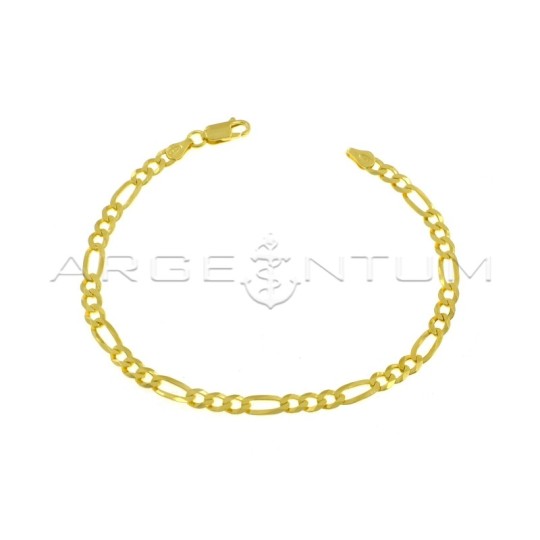 Bracciale maglia 3 1 da 4 mm placcato oro giallo in argento 925