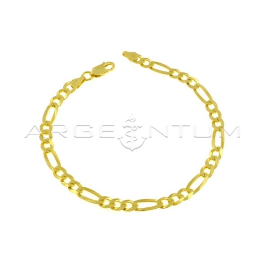 Bracciale maglia 3 1 da 5 mm placcato oro giallo in argento 925