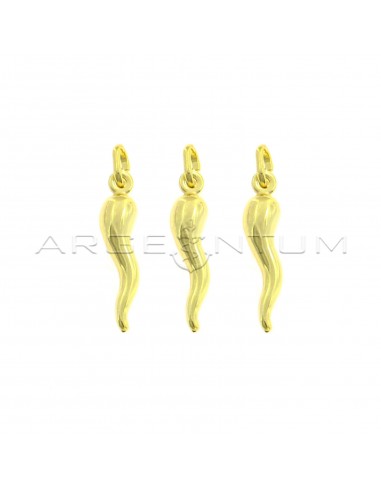 Ciondoli corni 26x6 mm placcati oro giallo in argento 925 (3 pz.)