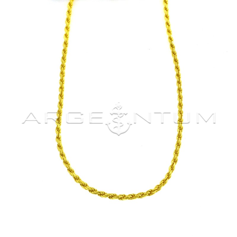 Yellow gold plated 2.5 mm rope link necklace in 925 silver