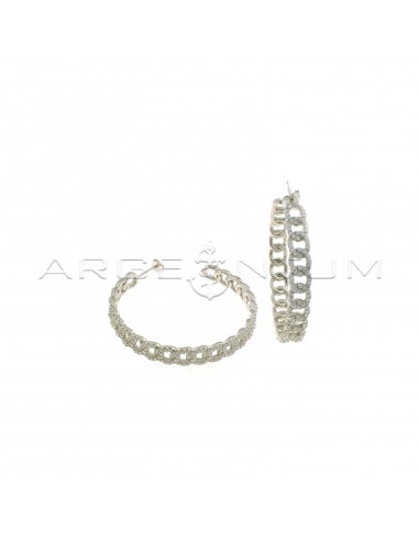 Rigid white zircon gumette hoop earrings with white gold plated snap attachment in 925 silver