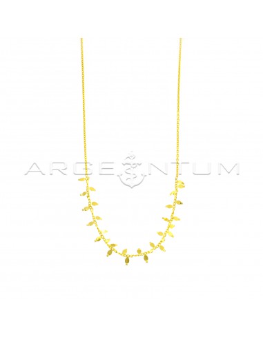 Forced link necklace with rigid yellow gold plated plate segments in 925 silver