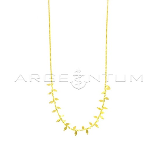 Forced link necklace with rigid yellow gold plated plate segments in 925 silver