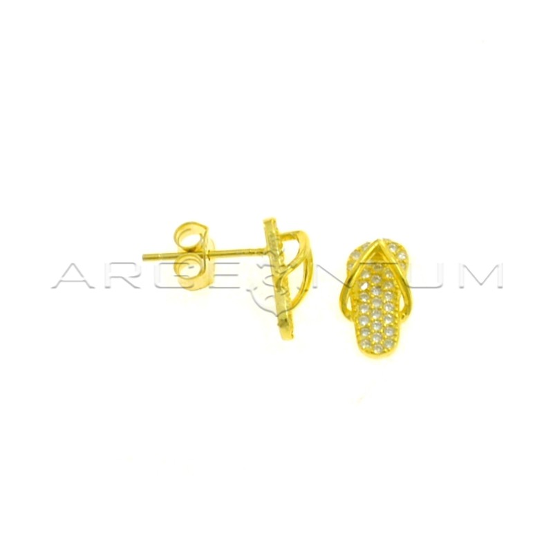 Orecchini al lobo infradito semizirconato bianco placcati oro giallo in argento 925