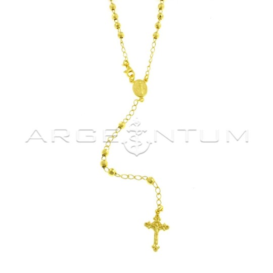 Collana rosario a Y placcata oro giallo con sfera faccettata da 4 mm in argento 925 (60 cm)