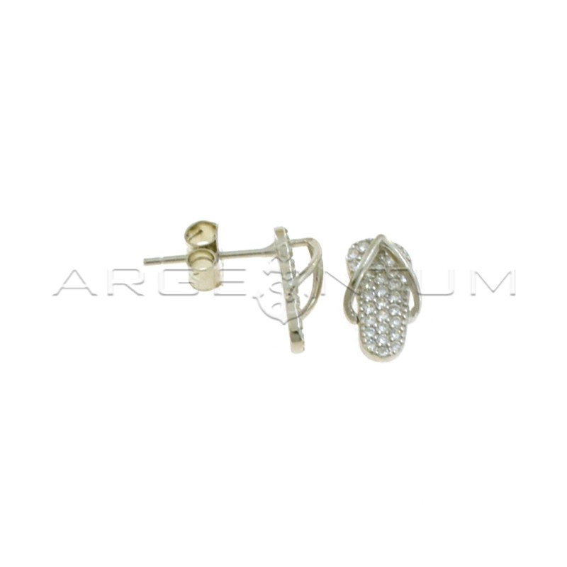 Orecchini al lobo infradito semizirconato bianco placcati oro bianco in argento 925