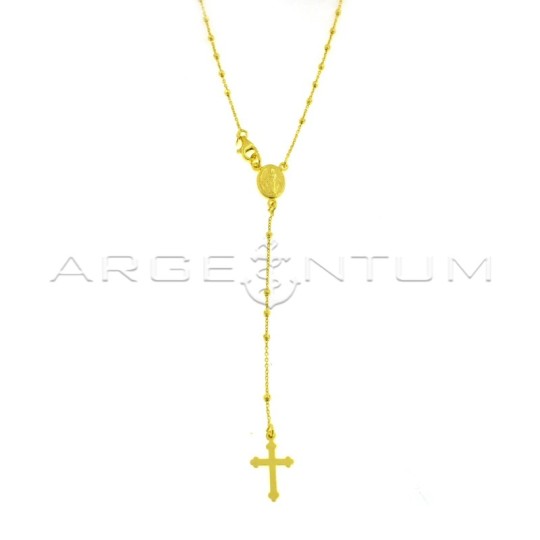 Collana rosario a Y placcata oro giallo con sfera faccettata da 2 mm in argento 925 (50 cm)