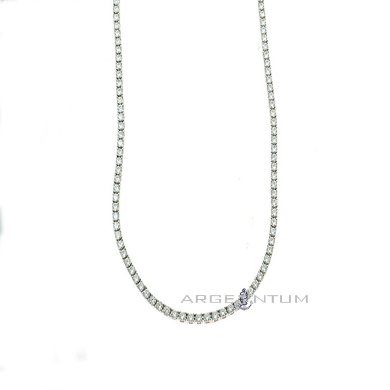 White gold plated tennis necklace of ø 3 mm in 925 silver