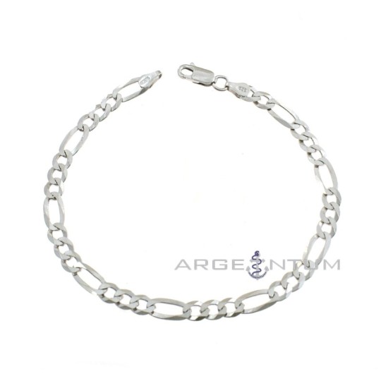 White gold plated 3 + 1 4 mm chain link bracelet in 925 silver