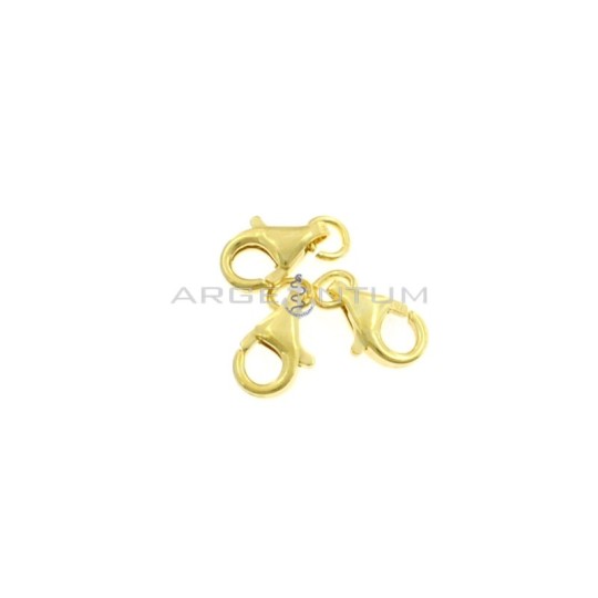 Yellow gold plated 925 silver carabiner clasps ø 11 mm (3 pcs.)