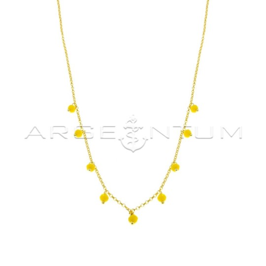 Collana maglia rolò diamantata con swarovski gialli pendenti placcata oro giallo in argento 925