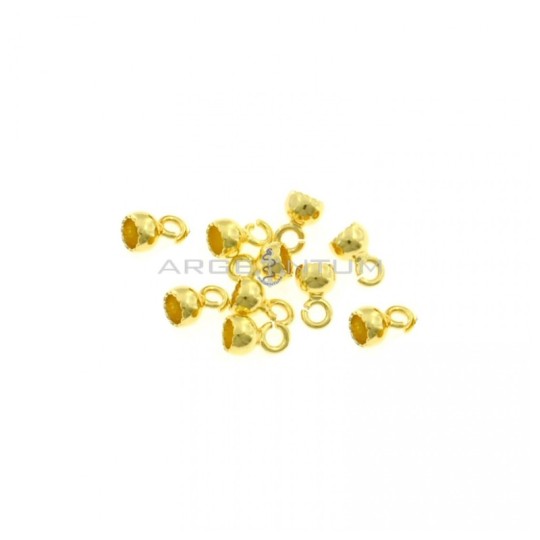 Lacquer wax terminals ø 4 mm with open mesh yellow gold plated in 925 silver (10 pcs.)