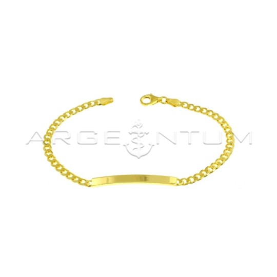 Bracciale maglia grumetta da 3,5 mm con targa centrale placcato oro giallo in argento 925