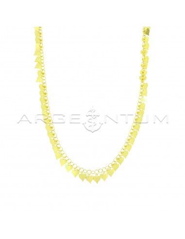 Giotto link necklace with yellow gold plated pendant hearts in 925 silver