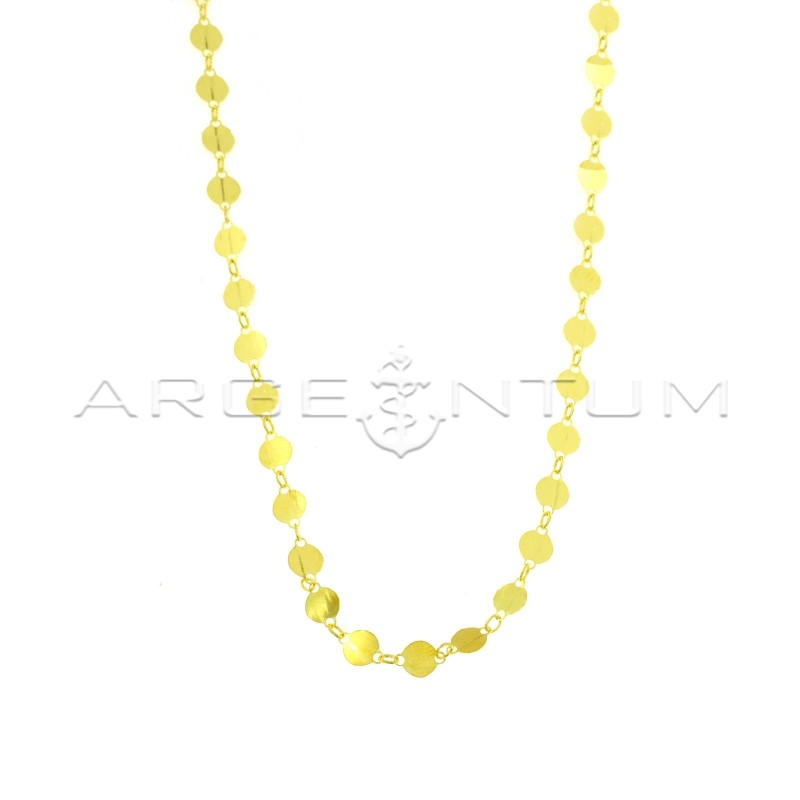 Round link necklace with yellow gold plated plate in 925 silver