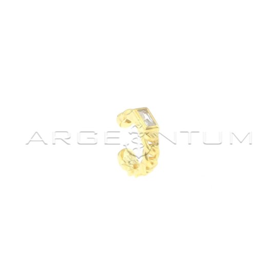 Ear cuff a cerchio motivo catena con zircone bianco a baguette placcato oro giallo in argento 925