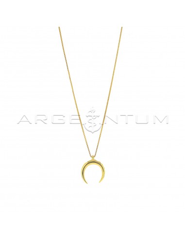 Venetian chain necklace with rounded moon pendant with yellow gold-plated passing chain in 925 silver