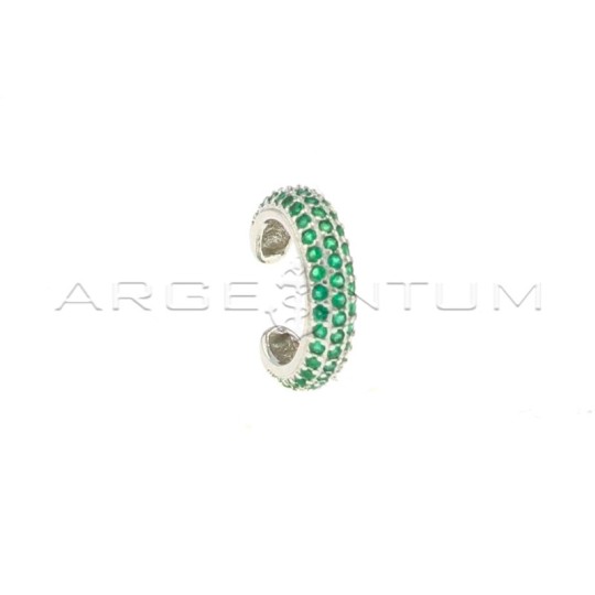 Ear cuff a cerchio zirconato verde placcato oro bianco in argento 925