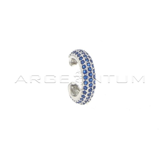 White gold plated blue zircon circle ear cuff in 925 silver