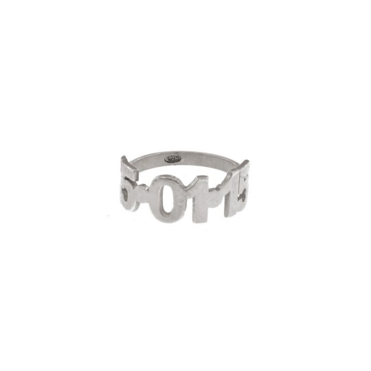 White gold plated date ring in 925 silver