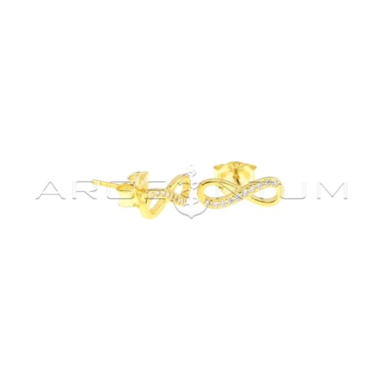 Orecchini al lobo infinito semizirconato bianco placcati oro giallo in argento 925