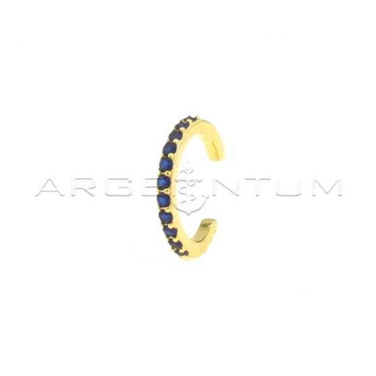 Ear cuff a cerchio con zirconi blu placcato oro giallo in argento 925