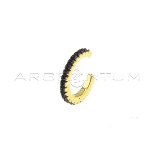 Ear cuff a cerchio con zirconi neri placcato oro giallo in argento 925