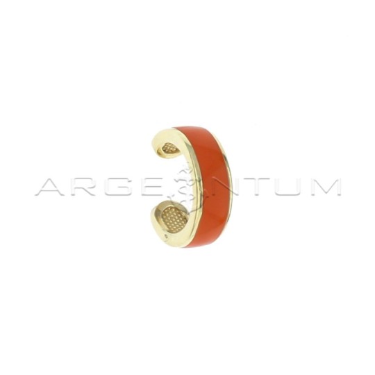 Earcuff cerchio a fascia smaltato arancione placcato oro giallo in argento 925