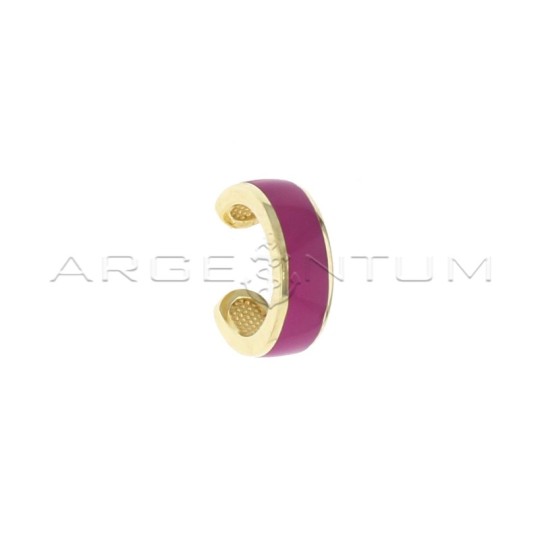 Yellow gold plated purple enamel band circle earcuff in 925 silver