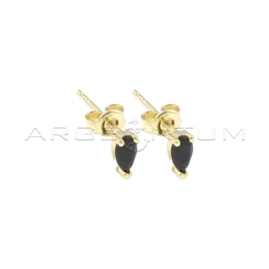 Yellow gold plated white zircon drop earrings in 925 silver