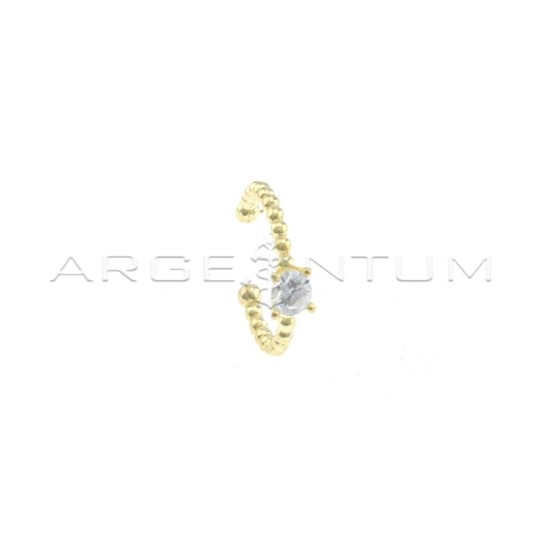 Ear cuff a microsfere con punto luce placcato oro giallo in argento 925