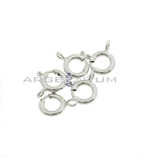 Spring links ø 8 mm. 5pcs white gold plated 925 silver