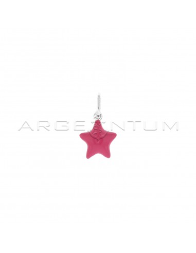 Fuchsia enameled paired star pendant...