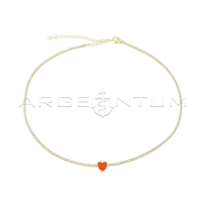 Tennis necklace of white zircons with...