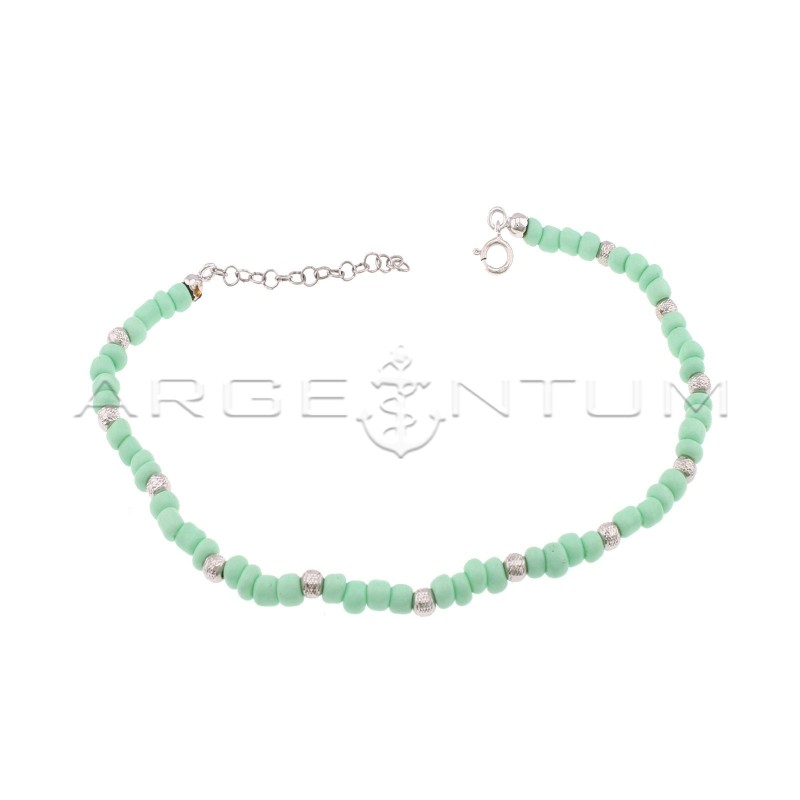 Anklet with green resin tubes and...