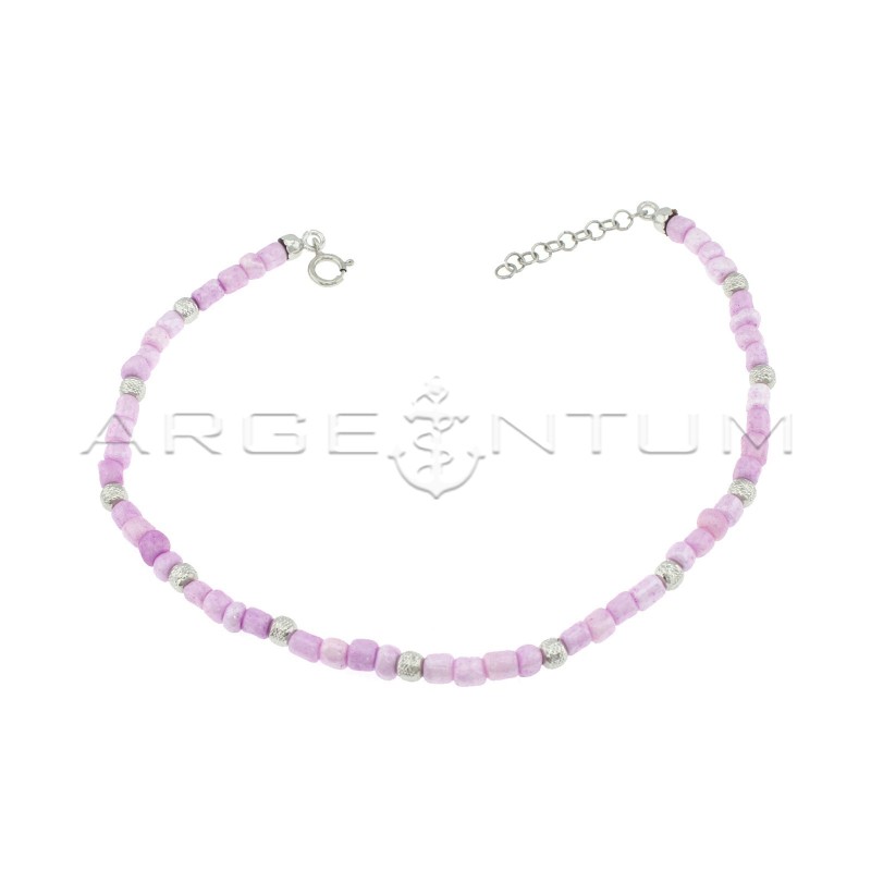 Anklet with lilac resin tubes and...