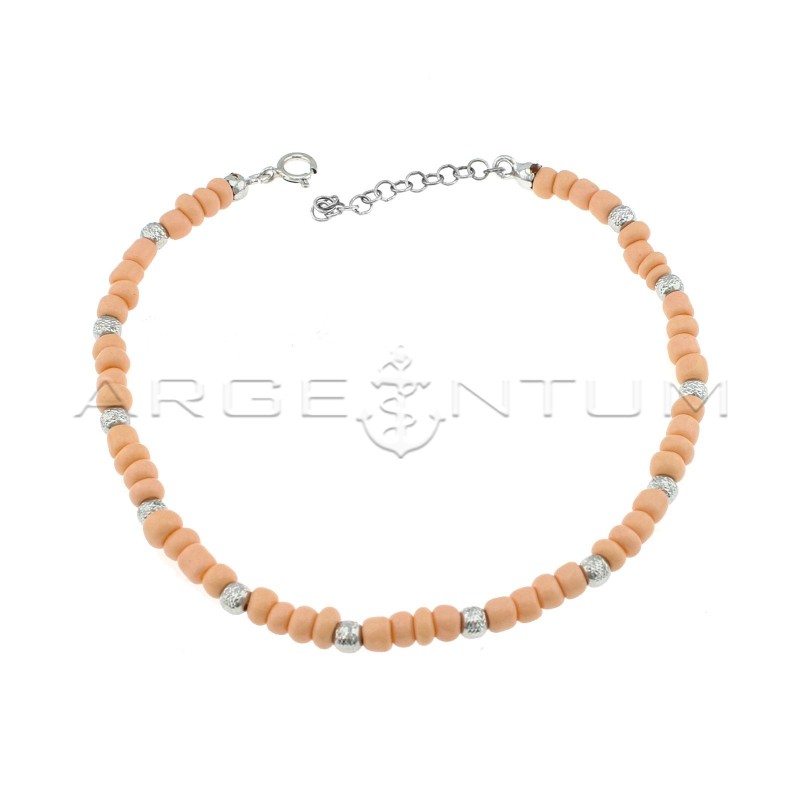 Anklet with powder pink resin tubes...