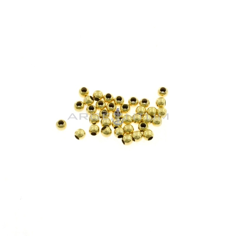 Sfere lisce da ø 3 mm con foro passante placcate oro giallo in argento 925 (36 pz.)