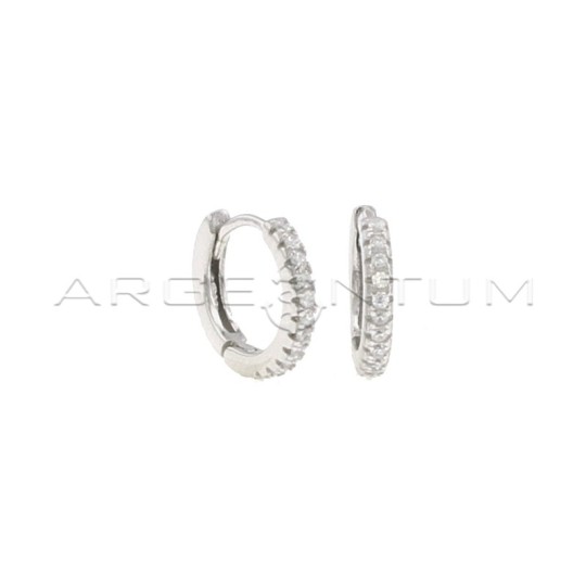 White gold-plated hoop earrings ø 10 mm with white gold plated snap closure in 925 silver