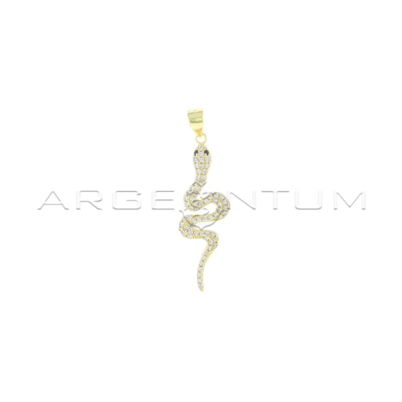 White zircon pavé snake pendant with...