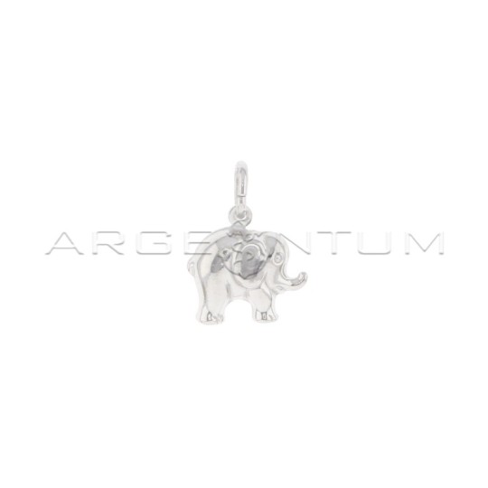 Paired and engraved elephant pendant white gold plated in 925 silver