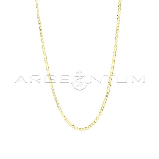 Yellow gold plated 3 mm flat curb link necklace in 925 silver (50 cm)