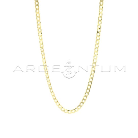 Yellow gold plated 4 mm flat curb link necklace in 925 silver (50 cm)